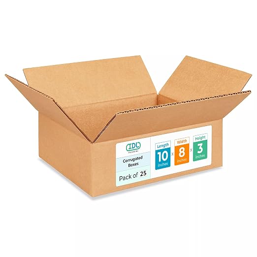 Medium Moving & Shipping Boxes 10"L x 8"W x 3"H (25-Pack) - Extra Strength 200 lb vs Regular - USA-Made Corrugated Boxes for Packaging - Durable Cardboard Shipping Box for Shipping by IDL Packaging