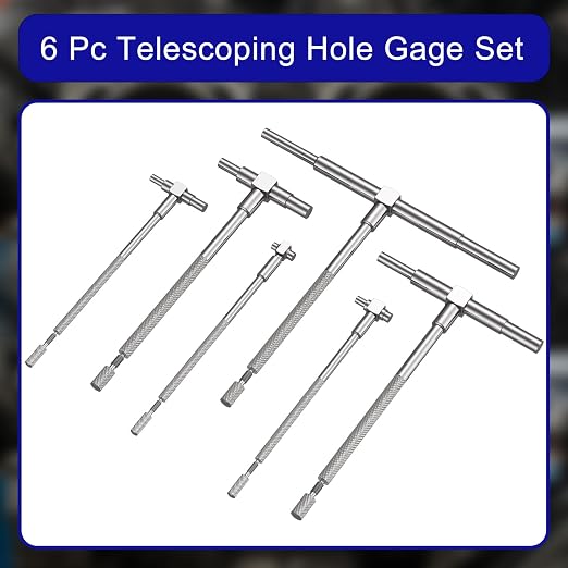 HDLNKAK Indicator Magnetic Base and Flex Arm Combo, 360 Deg Flexible Stem Holder for Digital Dial Indicator Gauge,elescoping Gage Set, 6 Pack Stainless Steel T - Bore Hole Gauges.
