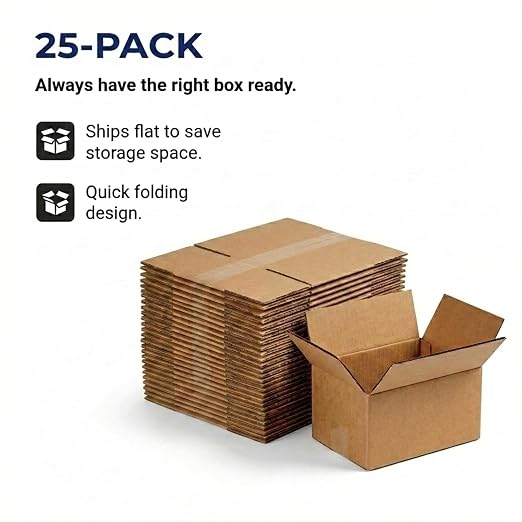 BOX USA Small Shipping Boxes 8"L x 8"W x 4"H (25-Pack) - Small Corrugated Cardboard Packaging Boxes for Shipping, Packing, Moving, and Storage at Home, Office, or Business