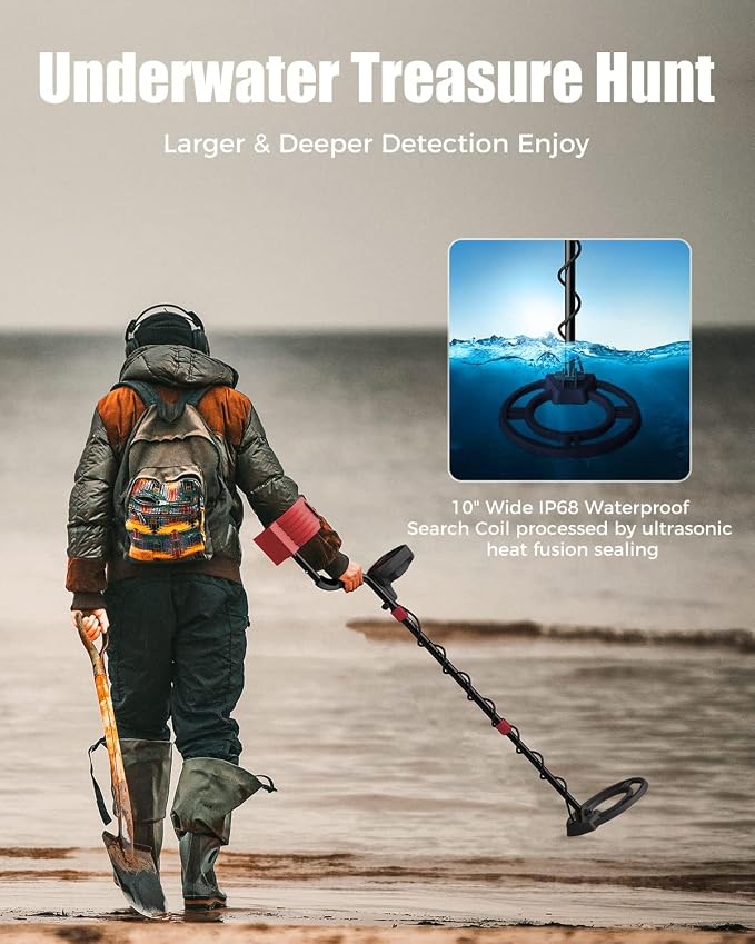 Professional Metal Detector for Adults, Gold Metal Detectors Lightweight with LCD Display, Pinpoint & Disc & Notch & All Metal 5 Modes, Battery Included