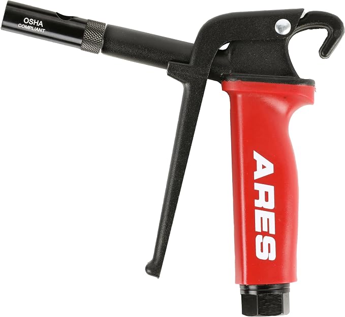 ARES 17004 – High Flow Air Blow Gun – Heavy Duty Aluminum Die Cast Body – Includes Ultra High Flow Nozzle - Meets OSHA Standards