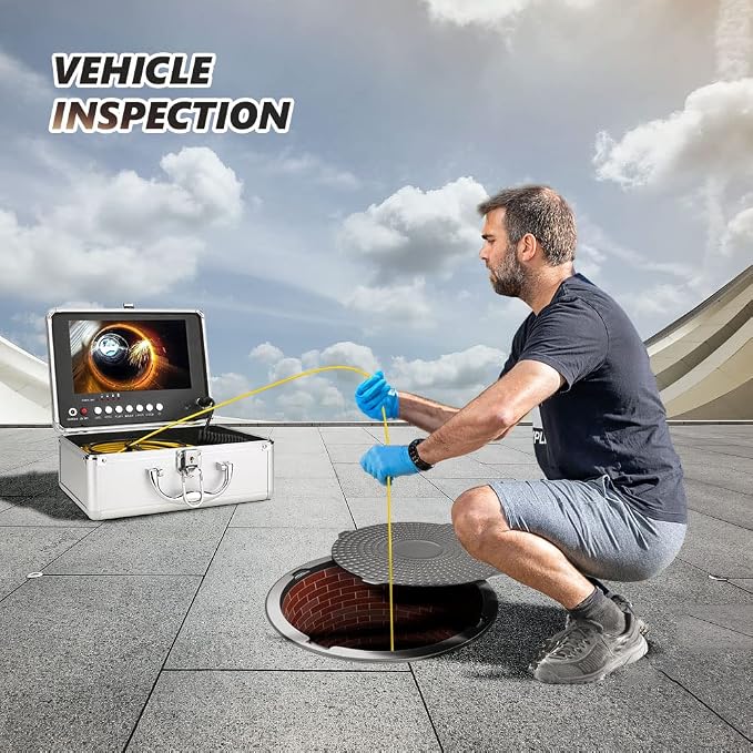 17MM Sewer Camera, Pipe Inspection Camera with 16GB TF Card, 9" Monitor, AHD 720P, 25M/82ft, Silver, Waterproof