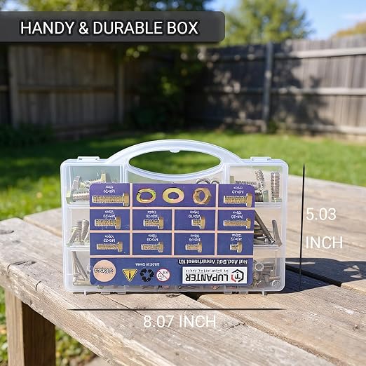 540 pcs Metric Bolt and Nut Set - M5/M6/M8 Class 8.8 Heavy Duty Hexagon Bolts and Nuts Assortment Kit with Yellow Zinc Plated Coating