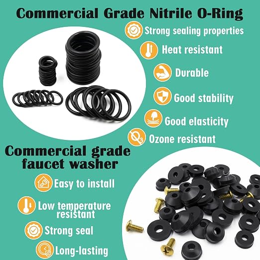 XBVV 560 Pcs Faucet Washers & SAE O Ring Kit and 258 Pcs Plumbing Rubber Washers Kit for Faucet Plumbing Hydraulic Sealing Repair
