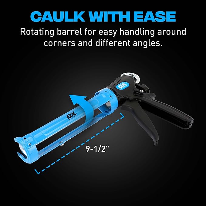 OX Pro Heavy Duty Caulk Gun - 10 oz Manual Caulking Gun with Dual 24:1/12:1 Thrust Ratio - Best Caulk Gun for Sealant & Adhesive - Pistola De Calafateo
