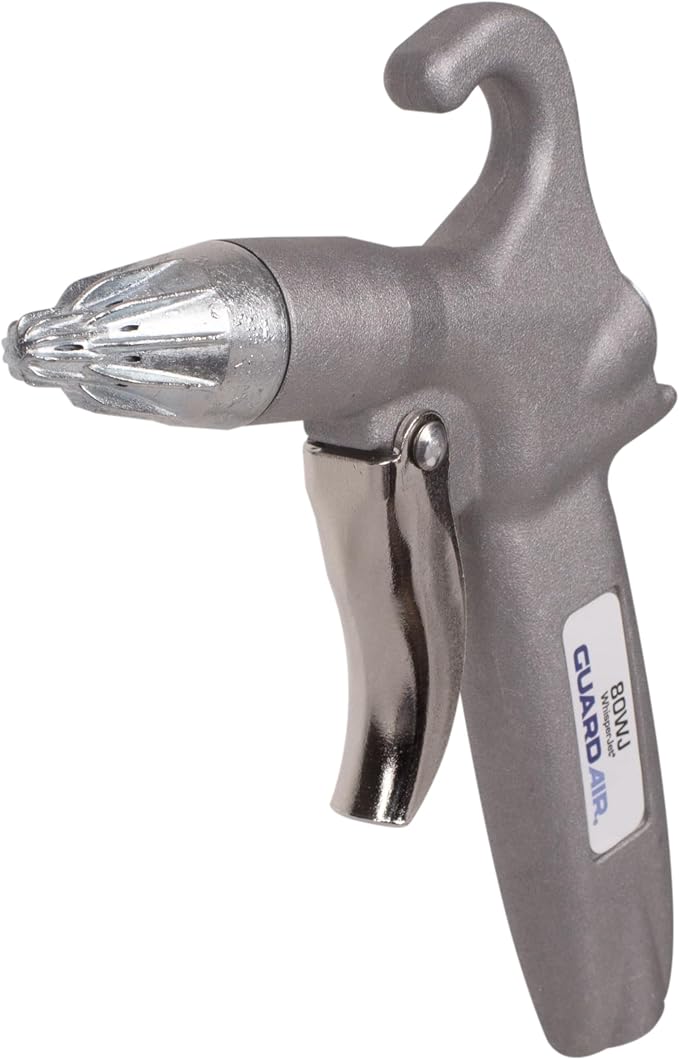 Guardair 80WJ Whisper Jet Safety Air Gun - Volume Control, Comfortable Pistol Style Grip, Ideal for Cleaning Bench Tops, Work Stations, or Machinery in Noise Sensitive Areas, 1/4 Inch Inlet
