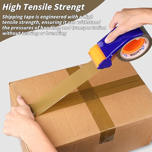 Oleitodh 36 Rolls Brown Packing Tape with Dispenser, 1.88" x 60 yd Heavy Duty Shipping Tape Bulk, 2.6 Mil Tan Carton Sealing Tape Refills for Moving Boxes, Mailing, Warehouse Packaging