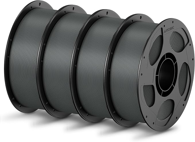 ANYCUBIC PLA Filament 1.75mm Bundle, 3D Printing PLA Filament 1.75mm Dimensional Accuracy +/- 0.02mm, 1KG Reusable Spool (2.2 lbs), 4KG Texture Grey
