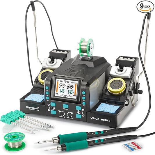 YIHUA 982D-II 2-IN-1 Digital Soldering Iron Kit, Precision Soldering Station with C210 and C245 Precision Soldering Iron, Auto Calibration, Adaptive Display, PID Temperature Control, Rapid Heating