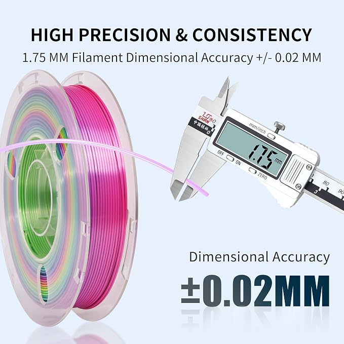 RAMBERY 3D Printer Filament Bundle 500g x 4 Spools, Silk & Matte Rainbow PLA Filament, Multicolore Fast Color Change 1.75 mm 3D Printing Filament