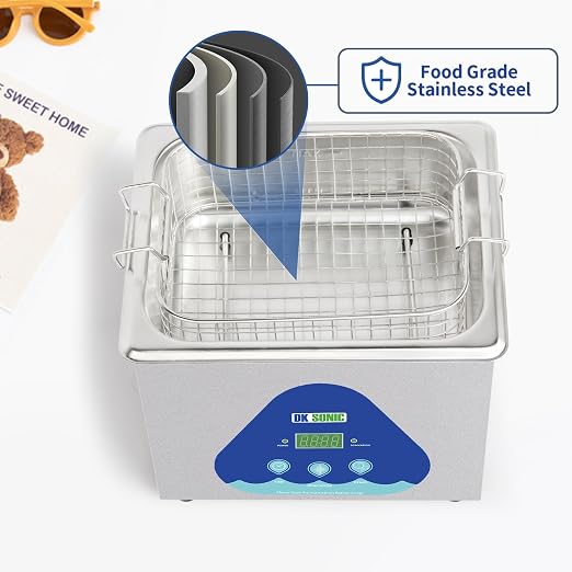 DK SONIC Ultrasonic Cleaner,1.5L 60W Stainless Steel Ultrasonic Jewelry Cleaner with Cleaning Basket,Timer,Digital Sonic Cleaner for Cleaning Jewelry,Eyeglasses,Coins
