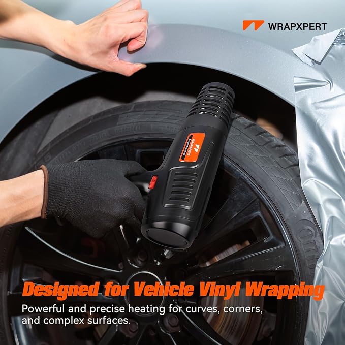 WRAPXPERT Heat Gun for Vinyl Wrap 1600W 122℉-1202℉ with 2 Air Speeds Variable Temperature, Fast Heating Heavy Duty Hot Air Gun for Car Wrap, Window Tint, Crafts, Shrinking Tubing, Stripping Paint