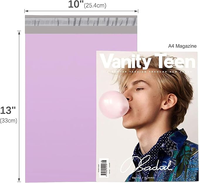 Fuxury Poly Mailers 10x13" 500 pcs, Shipping Bags Bulk for Clothes,Purple | Strong Adhesive Packaging Mailers Poly Bag,Waterproof Self Seal Mailing Envelopes,For Books Clothing Business,Boutique&Online