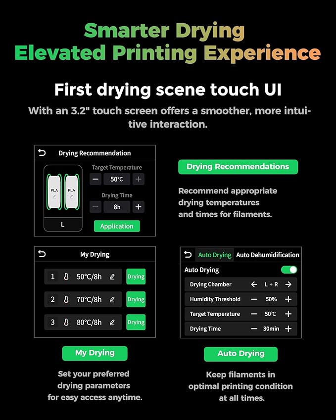 Creality Filament Dryer, Space Pi X4 Filament Storage Box for 4 Spools, Dual Independent Heating Chambers, 85℃ Max Temperature, Compatible with 1.75mm 2.85mm PLA PETG ABS TPU PC PA PAHT