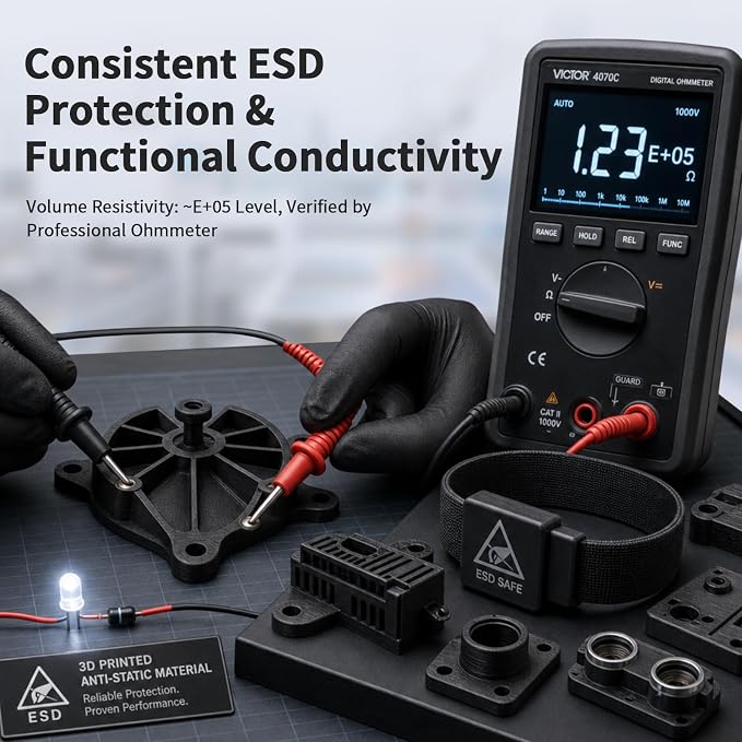 YOUSU Conductive PLA Filament 1.75mm(±0.03mm)1kg Black, ESD Electrically Conductive 3D Printing Material Compatible with FDM Printers 3D Pens for Sensor Functional Prototype