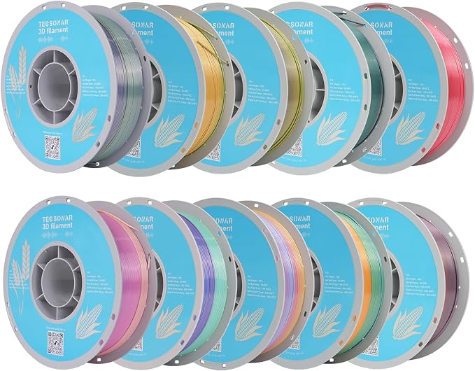 Silk Rainbow PLA 3D Printer Filament, 10 Rolls,1KG Spool(2.2lbs) 1.75mm 3D Printing Multicolor Gradient Filament Bundle for Most FDM 3D Printers,10 Different Silk Rainbow Colors