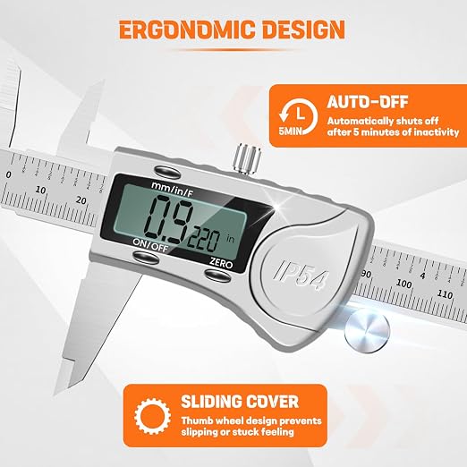 HARDELL Digital Caliper 12 Inch, All Metal Digital Caliper Measuring Tool with 3-Batteries & Extra Cover, IP54 Waterproof Heavy-Duty Vernier Caliper, Inch/MM/Fraction, Auto-Off for DIY/3D-Printing