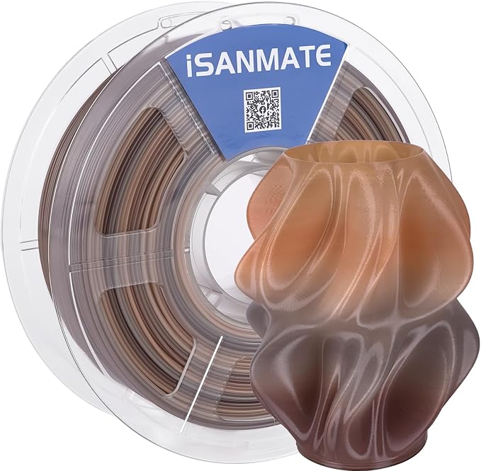 iSANMATE Gradient PETG Filament 1.75mm Translucent Rainbow High Speed Color Change 3D Printer Filament 50-400mm/s Specifically Designed for Lamps for Bambu Lab 3D Printers(Brown Coffee Grey White)