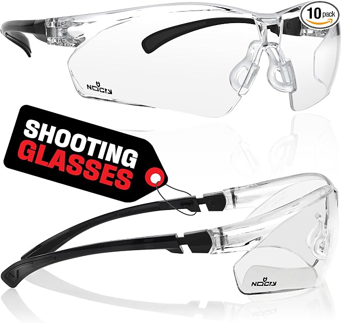 NoCry Safety Glasses with Clear Anti Fog Scratch Resistant Wrap-Around Lenses and No-Slip Grips, UV Protection. Adjustable (Black & Black, 10 pack)
