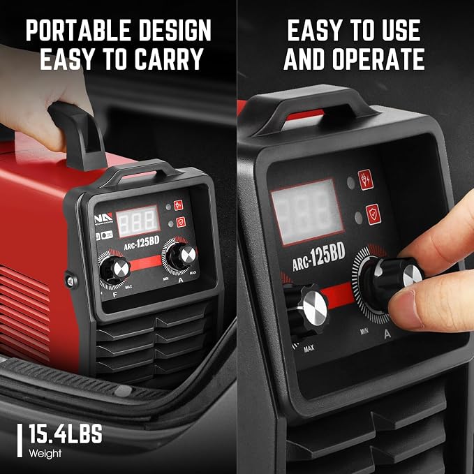 DNA Motoring 125A ARC Stick Welder, 110V Portable ARC MMA Welding Machine, IGBT Inverter with Digital Display, 60% Duty Cycle, Red, TOOLS-00381
