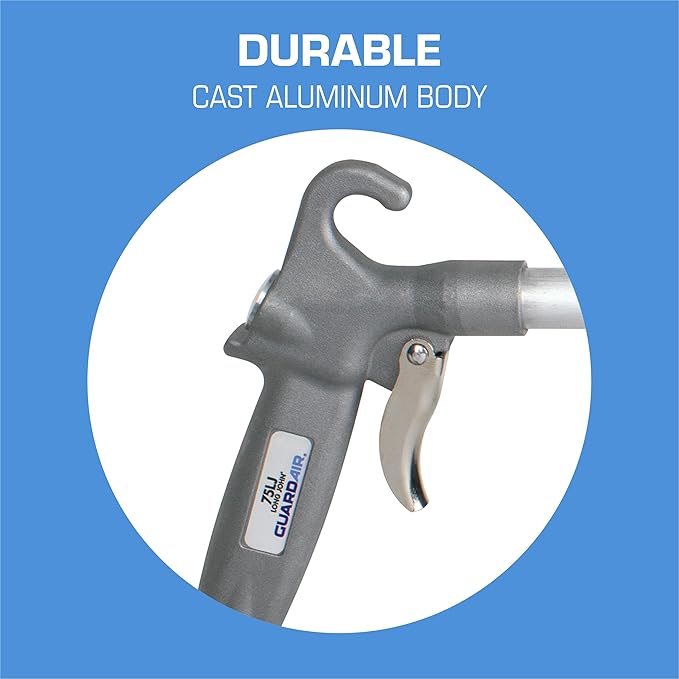Guardair Long John Safety Air Gun with 06-Inch Aluminum Extension, High Performance OSHA Compliant Alloy Nozzle, Gray/Silver (75LJ006AA)
