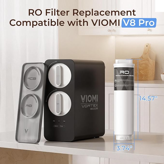 VIOMI V8 Pro RO800 Filter, Replacement for Viomi Reverse Osmosis Water Filter, 24-Month Lifespan, Compatible with Vortext 8 Pro Reverse Osmosis System Specifically