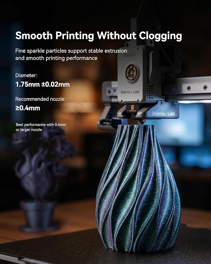 SUNLU Galaxy PLA Filament 1.75mm, Stardust Purple, Color-Shifting Pearlescent Glitter PLA 1kg, Light-Activated Shine, Smooth Gloss Finish, Neatly Wound, Fits Most FDM Printers