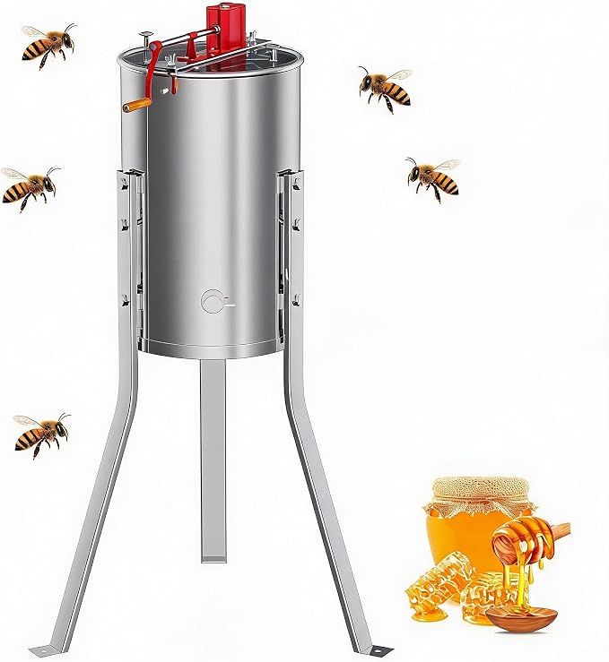 2-4 Frame Honey Extractor Spinner, Stainless Steel Manual Beekeeping Centrifuge