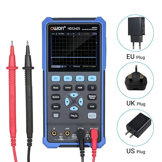 OWON HDS242S 3 in1 Handheld Digital Oscilloscope Waveform Generator Multimeter 2CH USB Type C 40MHz 3.5 LCD Test Meter