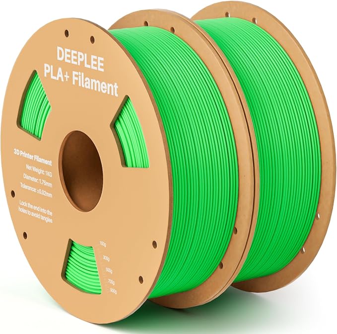 PLA+ 1.75mm 3D Printer Filament, PLA Plus with Dimensional Accuracy +/- 0.02mm, Higher Strength and Toughness, Neatly Wound, No Clogging, Fits for Most FDM 3D Printers, 2 Pack 1kg Neon Green