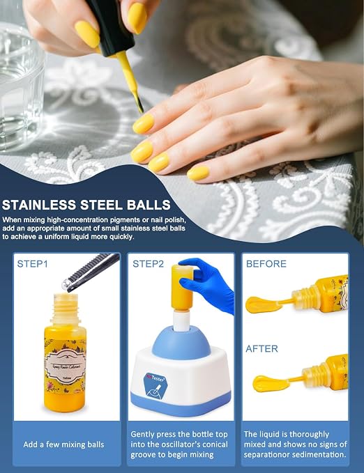 Xin Tester Lab Mini Vortex Mixer, 100ml DIY Model Paint Shaker Nail Polish Mixer Machine 3000RPM, Eyelash Adhesives Pigment Tattoo Ink Mixing with 120pcs Balls - Blue