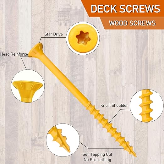 #10x3-1/2 Deck Screws 10lb - 3-1/2 Inch Wood Screws, Rust Resistant, Exterior Epoxy Coated, Outdoor Decking Screws, Torx/Star Drive Head, T25 Star Bit Included
