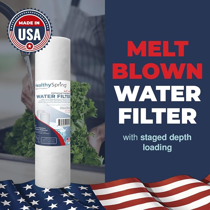 High-Performance 1 Micron 20 x 4.5 Whole House Sediment Filter Cartridge 20 inch Water Filter Replacement Compatible with DGD-2501-20, FP25B, AP810-2, Made in USA, 4-Pack