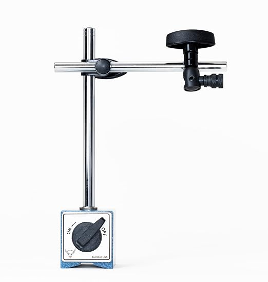 PEC Tools Magnetic Base 176lb/80kg Holding Force with Steel Arms, Heavy-Duty Magnetic Holder for Dial Indicators, Fits 6mm, 3/8" and Dovetail, Precision Measuring Tool Stand