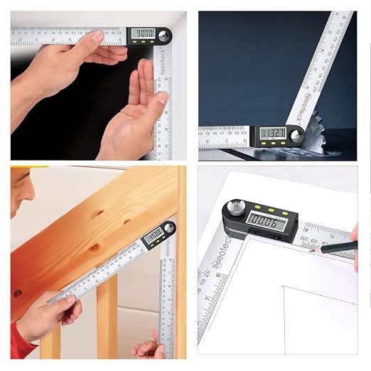 Neoteck Professional Measurement Kit: Digital Angle Finder Ruler 8 inch & Spherical Inductive Pinless Moisture Meter with LCD Display, Data Hold, Zero Reset, 3-Color Indicator, USB Rechargeable