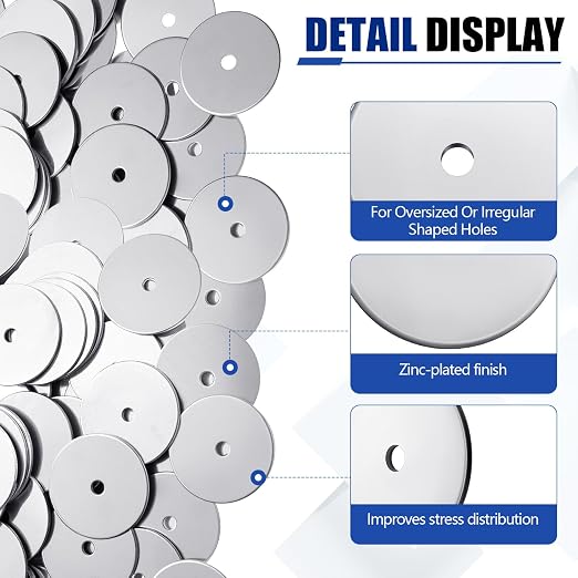 Yaocom 200 Pieces 1/4" x 2" Zinc Fender Washers Thickness 2mm Fender Washers for Wood and Wet Environment