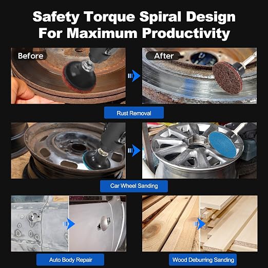 136 PCS 2 Inch Die Grinder Sanding Discs Bits Accessories, Quick Change Disc with 1/4 Roll Lock for Milwaukee Dewalt Right Angle Die Grinder M12, Drill Sanding Attachment Surface Conditioning Tool