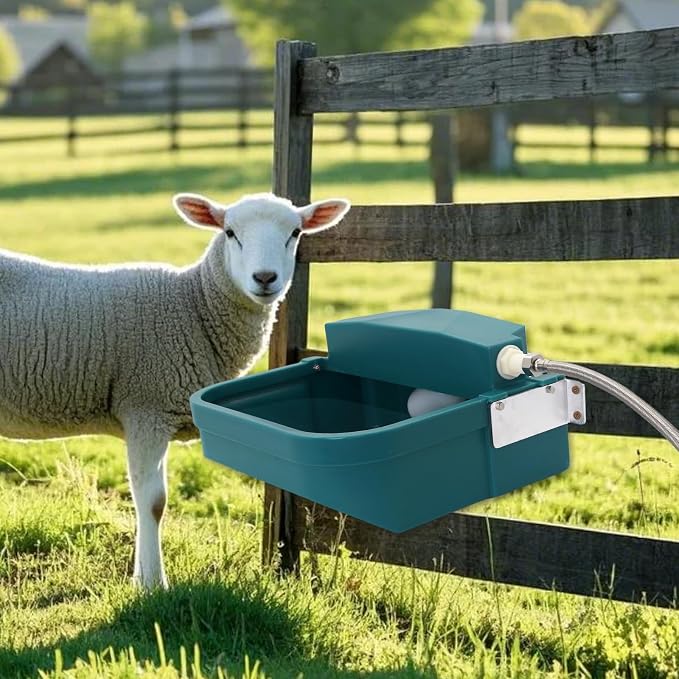 8L Automatic Animal Drinking Water Bowl with Float Valve & Drain Hole, Plastic Self Filling Livestock Water Trough,Large Outdoor Dog Water Dispenser for Chicken,Goat,Horse,Pig,Cow (Bowl&Pipe)