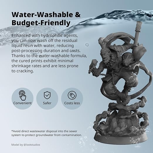ANYCUBIC Water Washable ABS-Like Resin 3.0 Bundle, 3D Printer Resin, High Toughness and High Precision, Easy to Post-Process, Low Odor, Wide Compatibility for All LCD 3D Printers (Black, 4kg)