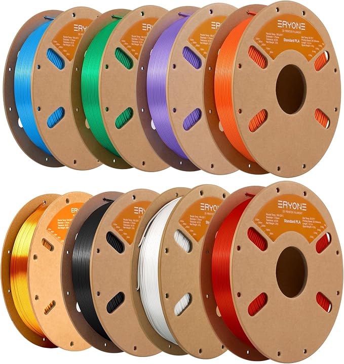 ERYONE PLA Filament 3D Printer Filament Bundle Multicolor 1.75mm +/- 0.03mm, PLA Filament 250g Spool, 8 Rolls, PLA Series 1