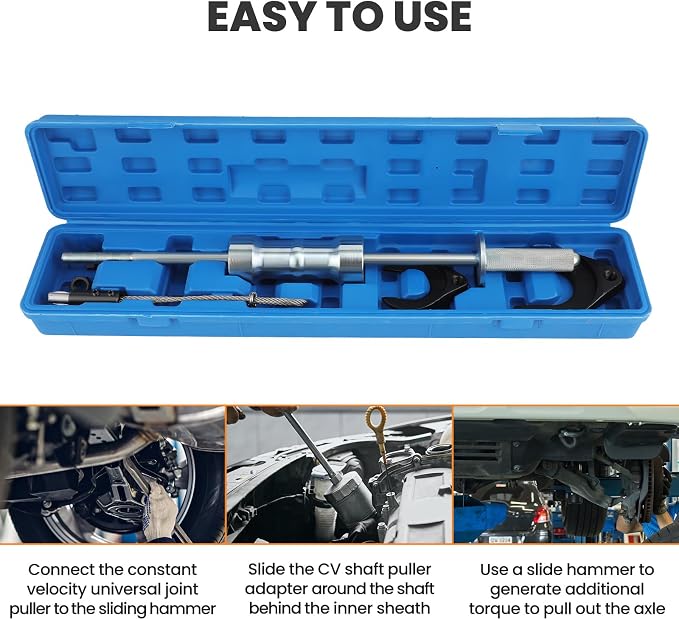 maXpeedingrods Inner CV Axle Puller Removal Tool with 5/8"-18 Slide Hammer & 63mm 48mm Fork Adapter, CV Joint Puller Removal Tool, Front Wheel Axle Half Drive Shaft Removal Tool Kit