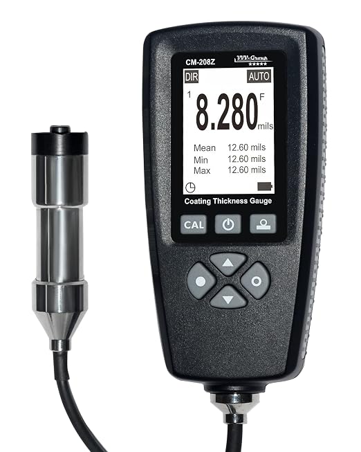 Coating Thickness Gauge CM-208Z – 0-3000µm (0-120 mils) Industrial Paint Thickness Meter, 0.001mil Resolution, External Probe, Fe/NFe Auto Detection, USB Data Export