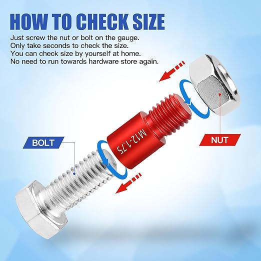 Nut and Bolt Thread Checker - 66 PCS Nut and Bolt Gauges Individually Housed in Case (33 Inch & 33 Metric) Specially Suitable for Size Check on Tricky and Narrow Area
