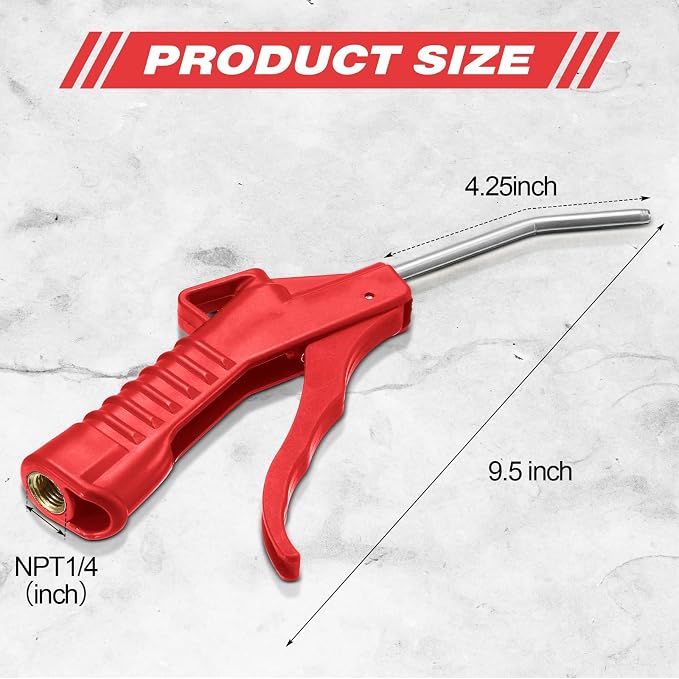Honoson Air Nozzle Blower Gun Pistol Grip Air Blow Tool Compressor Accessories for Industrial Household Mechanics(Red,8 Pcs)