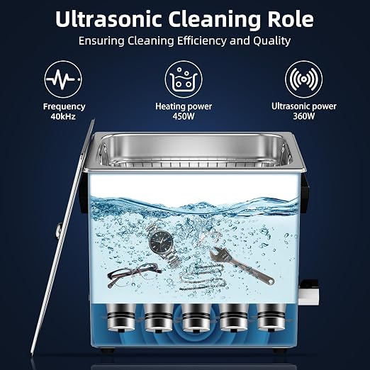 Ultrasonic Cleaner 15L 360W Digital Ultrasonic Cleaning Machine with Upgraded Degassing & Gentle Mode, 40kHz, with Heater & Timer for Tools, Jewelry, Watches, Glasses, Dentures, Small Parts