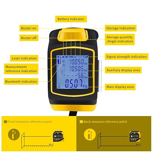 4-in-1 Laser Tape Measure with Laser Level Crosshairs | 130ft/40m Laser Distance + 16ft/5m AutoLock Tape | Backlit LCD Display (Ft/Inch/M/mm & Fractions) | for DIY, Construction, Interior Design