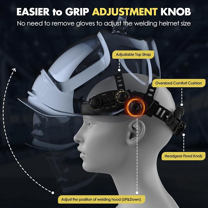 Auto Darkening Welding Helmet Large View 3.94" x 3.66", True Color Welding Hood Optical Clarity, 4 Arc Sensor Solar/Battery Powered, Wide Shade 3.5/5-9/9-13 Welder Mask for TIG MIG ARC Cut Grind