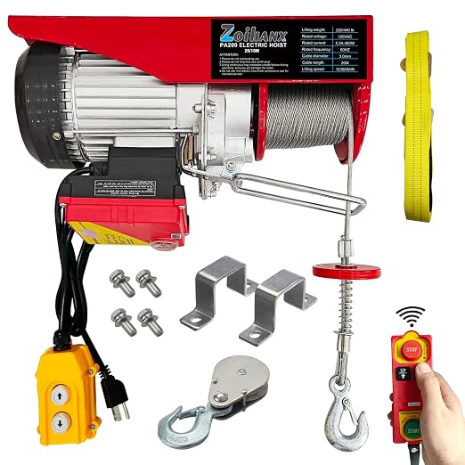 2 in 1 Electric Hoist,440 lbs Attic Lift Electric Hoist with Remote Control | 16ft/33ft Lifting Speed,328ft Wireless/Wire Electric Hoist Winch for Garage,Warehouse,Factory,Construction Site