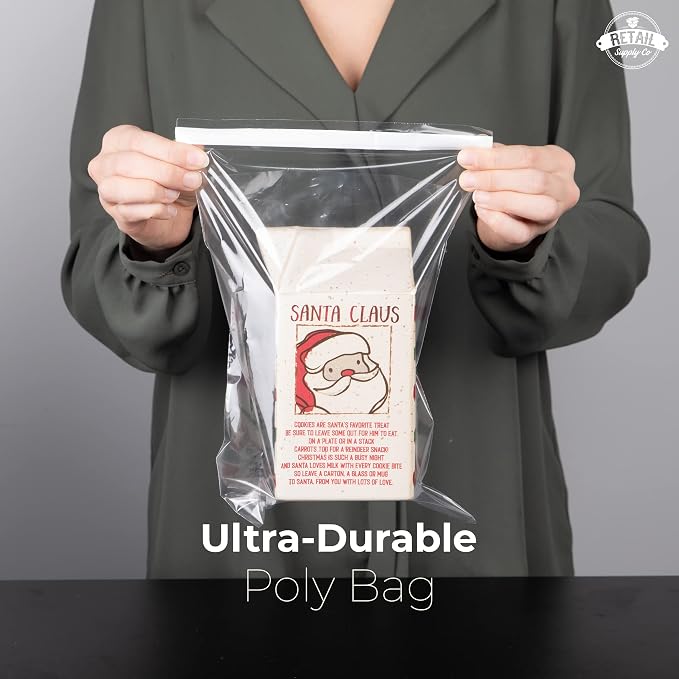 8x10 Poly Bags Suffocation Warning - 200 Pack Clear Packaging - Strong Seal