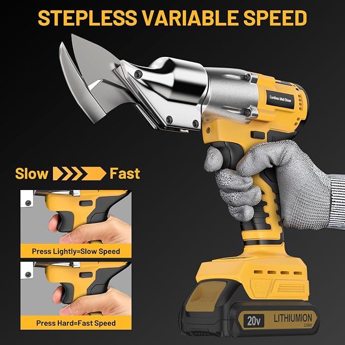 Cordless Sheet Cutter Compatible with DEWALT 20V Max Battery, Electric Metal Shears with 360° Pivoting Head, Max Torque 221 Ft-Lbs, Brushless Scissors for Stainless Steel, Metal, Iron (Tool Only)